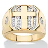 Palm Beach Jewelry Men's 1/5 Tcw Round Diamond Yellow Gold-plated Pave-style Octagon Cross Ring In Yellow