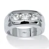 Palm Beach Jewelry Men's 1.50 Tcw Round Cubic Zirconia Ring In Platinum Plated In White