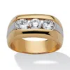 Palm Beach Jewelry Men's 1.50 Tcw Round Cubic Zirconia Two-tone Ring Yellow Gold-plated In Yellow