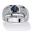 Palm Beach Jewelry Men's 1.53 Tcw Genuine Sapphire And Cz Ring In Sterling Silver In Blue