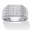 Palm Beach Jewelry Men's 1/6 Cttw. Pave Diamond Platinum-plated Sterling Silver Grid Ring In White