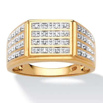 Palm Beach Jewelry Men's 1/6 Tcw Pave Diamond Grid Ring In Gold-plated Sterling Silver In White