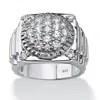 Palm Beach Jewelry Men's 1.63 Tcw Round Cubic Zirconia Ring In Platinum-plated Sterling Silver In White