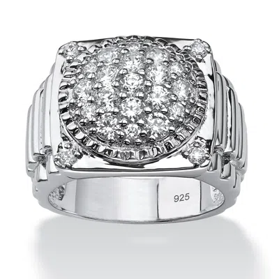 Palm Beach Jewelry Men's 1.63 Tcw Round Cubic Zirconia Ring In Platinum-plated Sterling Silver In White