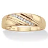 Palm Beach Jewelry Men's 1/7 Cttw. Round Diamond 18k Gold-plated Sterling Silver Diagonal Ring In Yellow