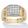 Palm Beach Jewelry Men's 1/7 Tcw Round Diamond 18k Gold-plated Sterling Silver Ring In Yellow