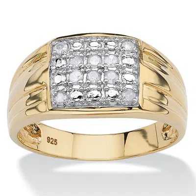 Palm Beach Jewelry Men's 1/7 Tcw Round Diamond 18k Gold-plated Sterling Silver Ring In Yellow