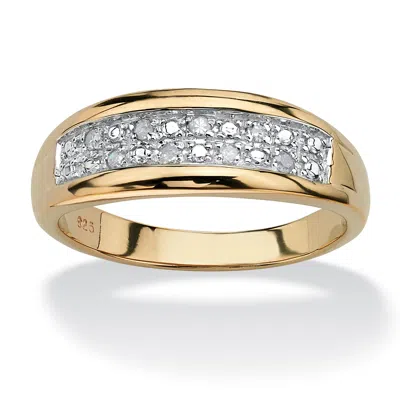 Palm Beach Jewelry Men's 1/8 Cttw. Pave Gold-plated Sterling Silver Diamond Wedding Band In White