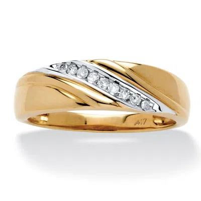 Palm Beach Jewelry Men's 1/8 Tcw Round Diamond Diagonal Ring In 10k Gold In White