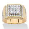 Palm Beach Jewelry Men's 1.80 Cttw. Round Cubic Zirconia Gold-plated Step Top Grid Ring In Yellow
