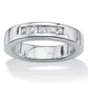 Palm Beach Jewelry Men's 1.85 Cttw. Emerald-cut Cubic Zirconia Platinum-plated Silver Wedding Band In White