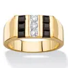 Palm Beach Jewelry Men's .19 Tcw Cz And Genuine Black Onyx Gold-plated Channel-set Ring In Yellow