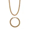 Palm Beach Jewelry Men's 2 Piece Curb-link Gold Ion-plated Stainless Steel Set 24" & 9" Lengths In Yellow