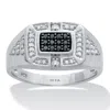 Palm Beach Jewelry Men's .2 Tcw Platinum Over Sterling Silver Black And White Diamond Square Ring