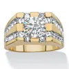 Palm Beach Jewelry Men's 2 Tcw Round Cubic Zirconia Gold-plated Grid Ring In White