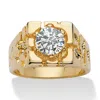 Palm Beach Jewelry Men's 2 Tcw Round Cubic Zirconia Yellow Gold-plated Nugget-style Ring