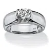 Palm Beach Jewelry Men's 2 Tcw Semi-bezel-set Cubic Zirconia Platinum-plated Sterling Silver Ring In White