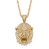 Palm Beach Jewelry Men's 2.06 Cttw. Cubic Zirconia Gold-plated Lion's Head Pendant Necklace 22"