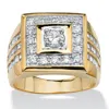 Palm Beach Jewelry Men's 2.18 Tcw Cubic Zirconia Square Ring Yellow Gold-plated Sizes 8-16 In White