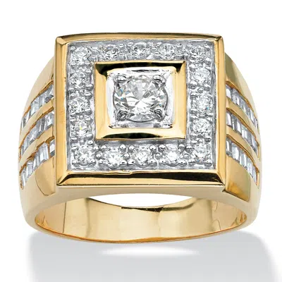 Palm Beach Jewelry Men's 2.18 Tcw Cubic Zirconia Square Ring Yellow Gold-plated Sizes 8-16 In White