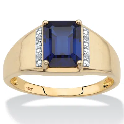Palm Beach Jewelry Men's 2.32 Tcw Created Blue Sapphire And Diamond Accent Solid 10k Gold Ring