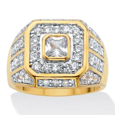 Palm Beach Jewelry Men's 2.33 Tcw Square-cut Cubic Zirconia Octagon Grid Ring Gold-plated In White