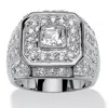 Palm Beach Jewelry Men's 2.33 Tcw Square-cut Cubic Zirconia Octagon Grid Ring Platinum-plated In White