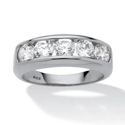 Palm Beach Jewelry Men's 2.50 Tcw Cubic Zirconia Ring In Platinum-plated Sterling Silver In White