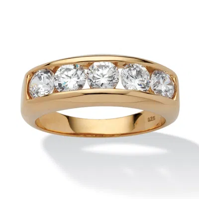 Palm Beach Jewelry Men's 2.50 Tcw Cz Wedding Band In Gold-plated Sterling Silver In White