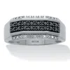 Palm Beach Jewelry Men's .27 Tcw Black And White Diamond Platinum-plated Sterling Silver Ring
