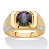 Palm Beach Jewelry Men's 2.70 Cttw. Gold-plated .925 Silver Genuine Mystic Fire Topaz And Cz Ring In Yellow