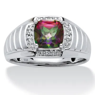Palm Beach Jewelry Men's 2.72 Tcw Fire Topaz And White Sapphire Platinum-plated Silver Ring