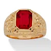 Palm Beach Jewelry Men's 2.75 Tcw Emerald-cut Simulated Ruby Gold-plated Nugget Style Ring In Red
