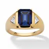 Palm Beach Jewelry Men's 2.76 Tcw Emerald-cut Sapphire Ring In Gold-plated Sterling Silver In Yellow