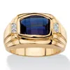 Palm Beach Jewelry Men's 2.77 Tcw Created Blue Sapphire And Diamond Accent 18k Gold-plated Ring In Yellow