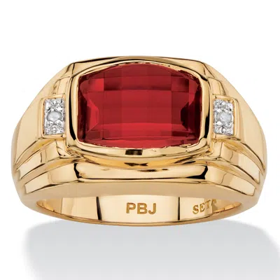 Palm Beach Jewelry Men's 2.77 Tcw Created Red Ruby And Diamond Accent 18k Gold-plated Ring