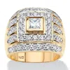Palm Beach Jewelry Men's 2.89 Cttw.14k Gold-plated Sterling Silver Square-cut Cubic Zirconia Ring In White