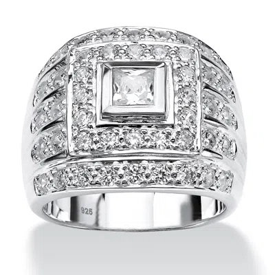 Palm Beach Jewelry Men's 2.89 Tcw Square-cut Cubic Zirconia Ring In .925 Sterling Silver In White