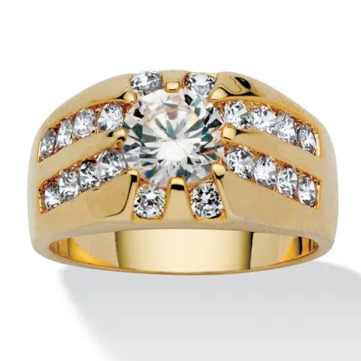 Palm Beach Jewelry Men's 2.95 Tcw Round Cubic Zirconia Ring In Goldtone In Yellow