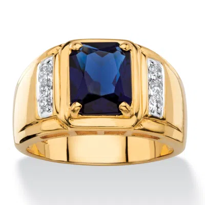 Palm Beach Jewelry Men's 2.96 Tcw Blue Sapphire And Diamond 18k Gold-plated Ring