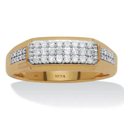 Palm Beach Jewelry Men's .30 Tcw Diamond Gold-plated Sterling Silver Ring In White