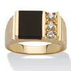 Palm Beach Jewelry Men's .30 Tcw Genuine Onyx Cubic Zirconia Accent Gold-plated Classic Ring In Black
