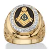 Palm Beach Jewelry Men's .31 Tcw Enamel And Cubic Zirconia Gold-plated Masonic Nugget Ring In Yellow