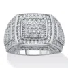 Palm Beach Jewelry Men's 3.20 Cttw. Round White Cubic Zirconia Sqaure Cut Platinum Plated Ring