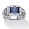 Palm Beach Jewelry Men's 3.31 Cttw Created Blue & White Sapphire Ring Platinum Plated Silver In White