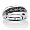 Palm Beach Jewelry Men's 3/4 Tcw Channel-set Black Diamond Ring In Platinum-plated Sterling Silver In Black