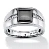 Palm Beach Jewelry Men's .36 Tcw Genuine Hematite And Sapphire Platinum-plated Sterling Silver Ring In Grey