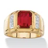 Palm Beach Jewelry Men's 3.71 Tcw Genuine Garnet And Diamond 18k Gold-plated Ring In Red