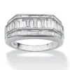 Palm Beach Jewelry Men's 4.28 Tcw Cubic Zirconia Platinum-plated Sterling Silver Classic Ring
