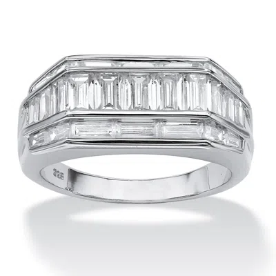 Palm Beach Jewelry Men's 4.28 Tcw Cubic Zirconia Platinum-plated Sterling Silver Classic Ring In White